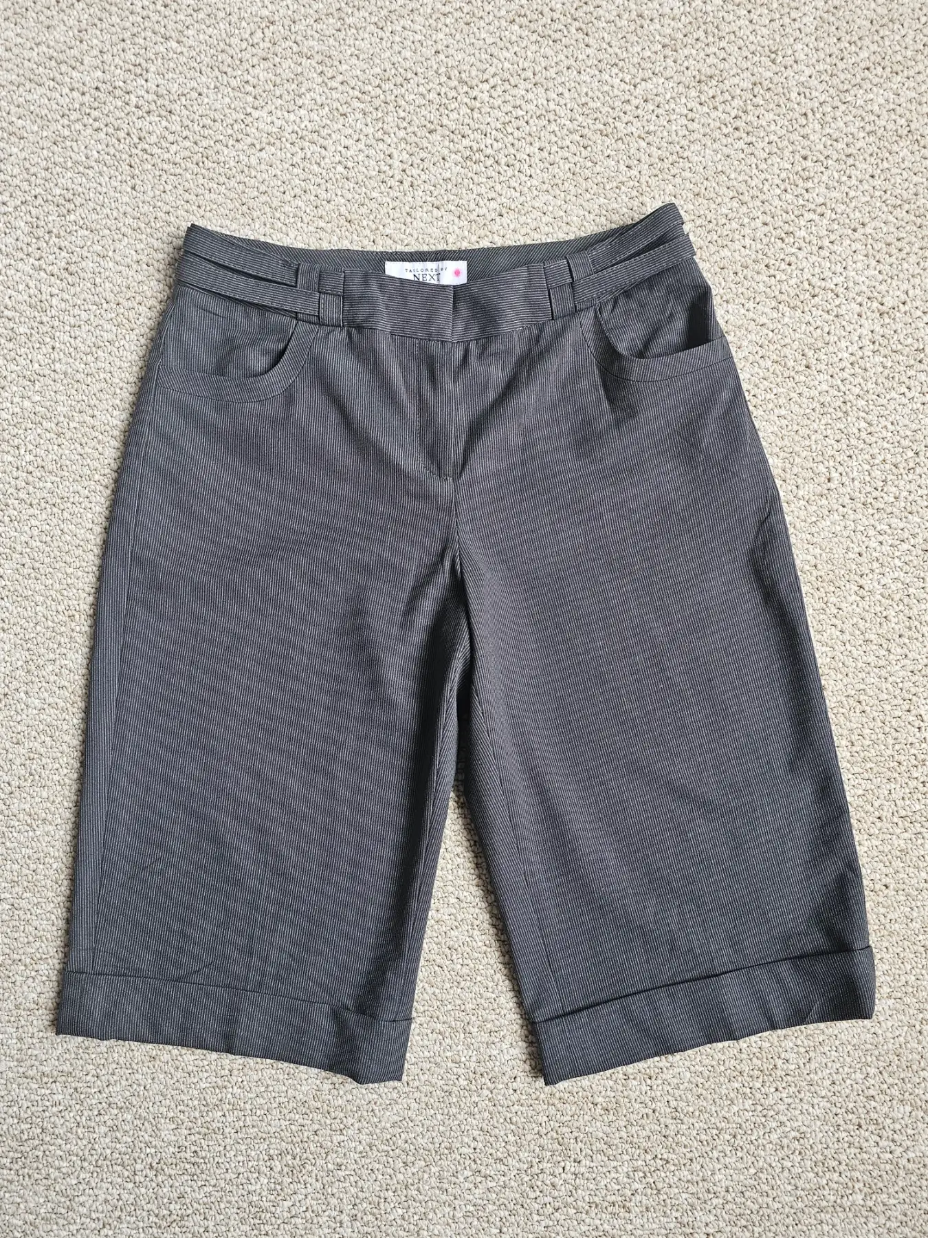 Next Grey Pinstripe Bermuda Shorts, size 8-10, nearly new