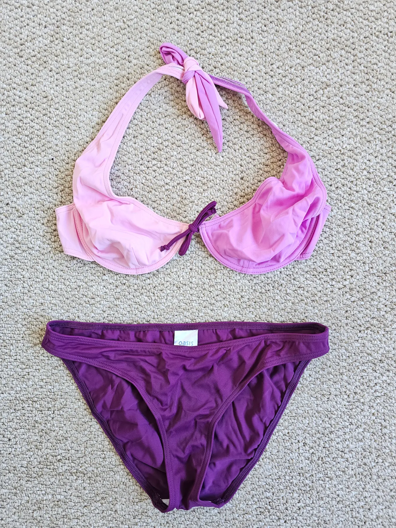 Oasis Purple & Pink Bikini set, size 16 (top) size 10 (bottom)