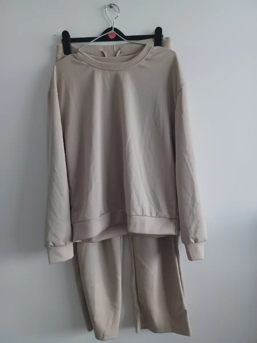 Beige Soft Straight Leg Tracksuit Co-Ord Medium