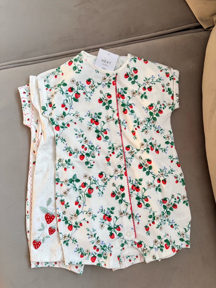 NEXT 3 pack strawberry rompers