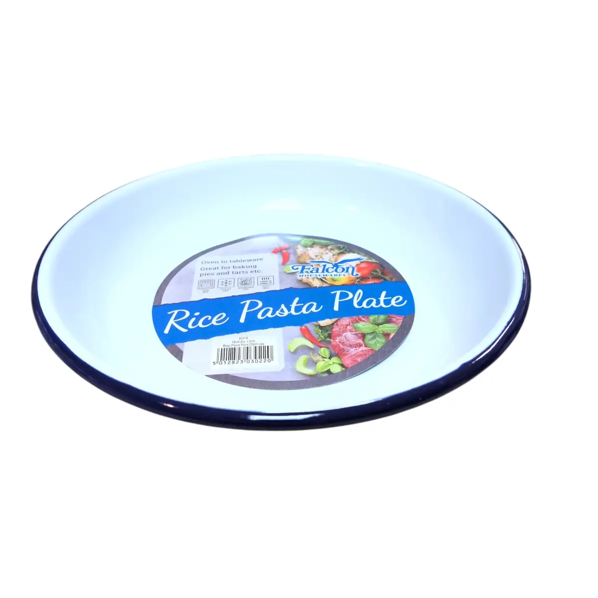 6 x Falcon Enamelware Rice/Pasta Plate 18cm White/BlueFalcon