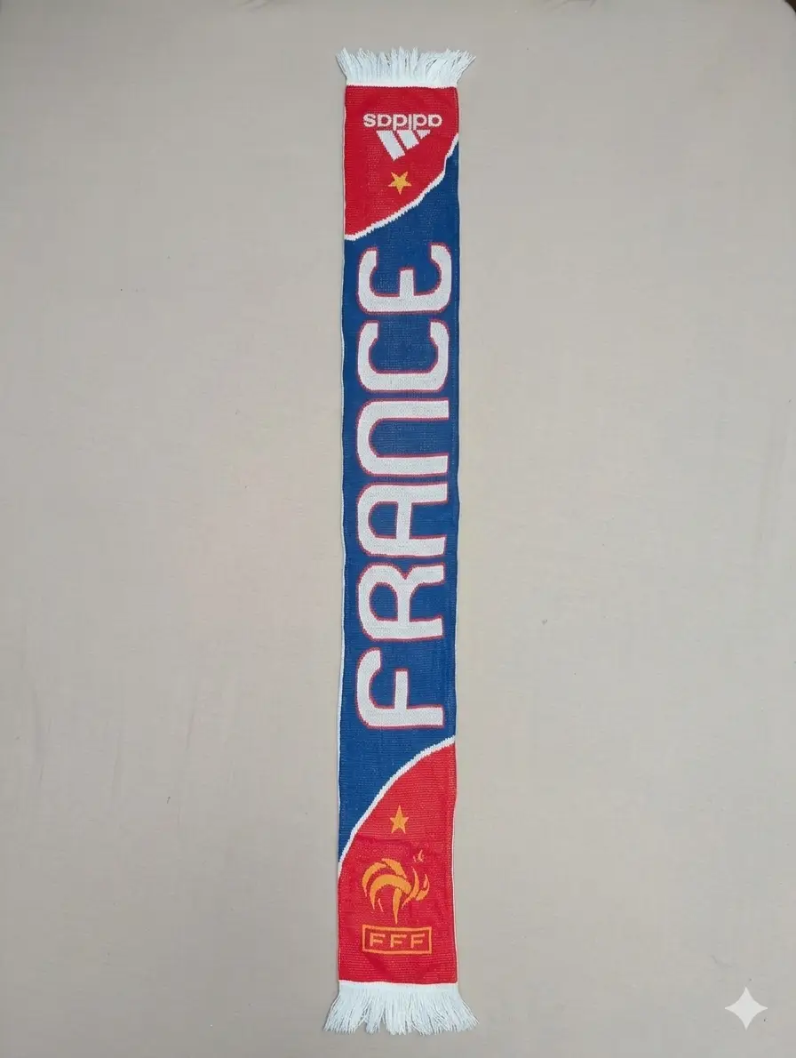 Rare Vintage 2010 Adidas France FFF Match-Day Scarf | Official 1998 Gold Star Edition