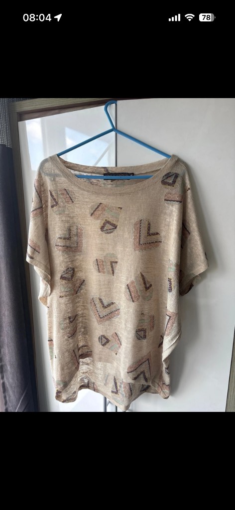 QED London heart sparkle patterned top hi to low size m/l
