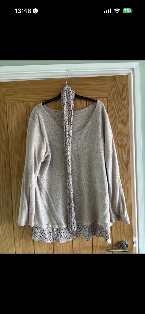 Made in Italy lagenlook knitted jumper with neck tie one size