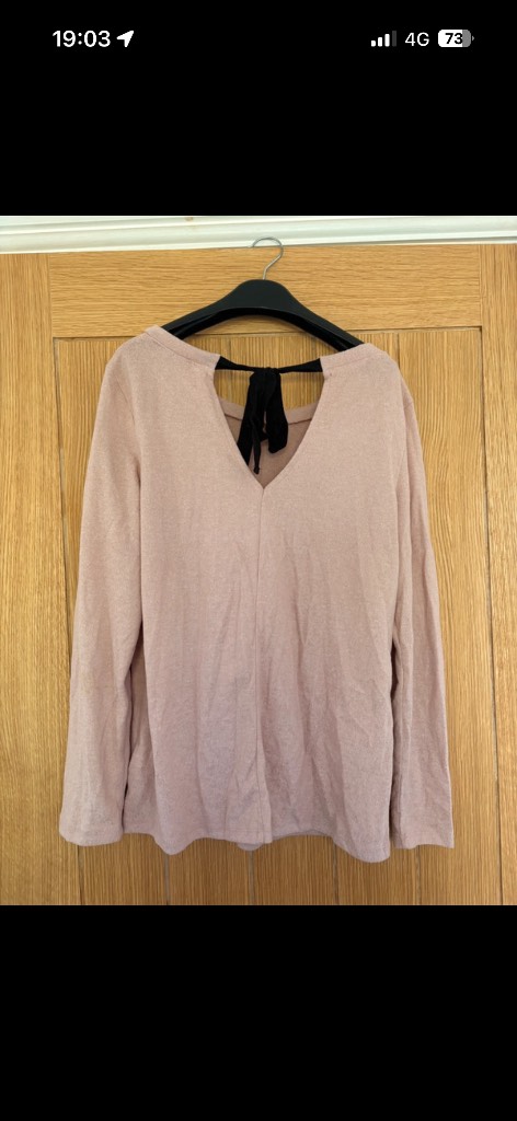 Primark size 10/12 Pink super soft jumper top with tie back