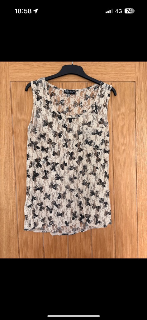 Select lace bow design sleeveless vest top size 10
