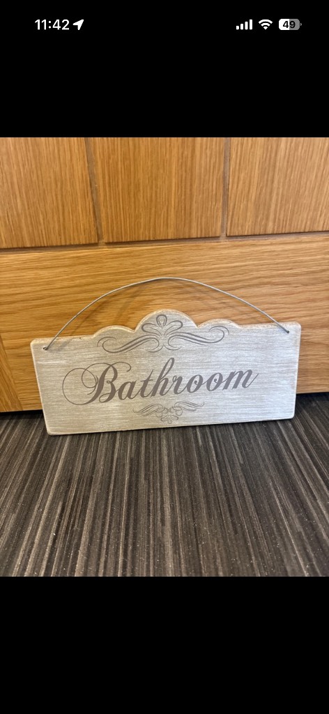 Shabby chick rustic bathroom hanging door wall plaque sign
