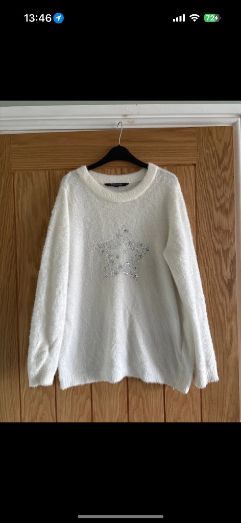 Bonmarché fluffy soft feel star jumper top size 14