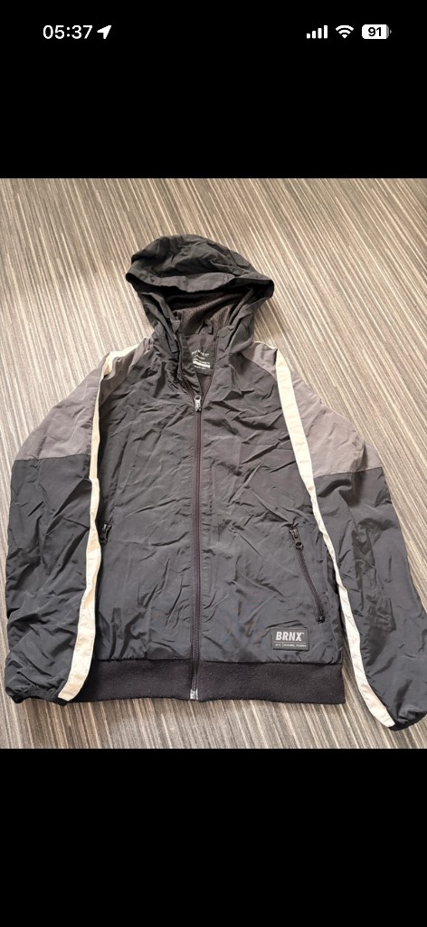 Kids black and white bomber jacket rain jacket coat age 11-12