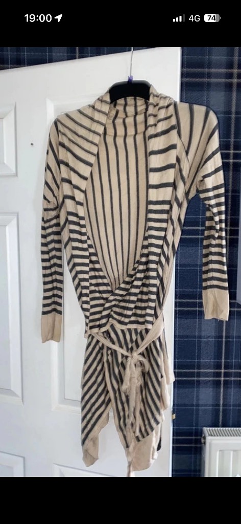 Atmosphere size 12 Ladies Long grey wrap belted cardigan