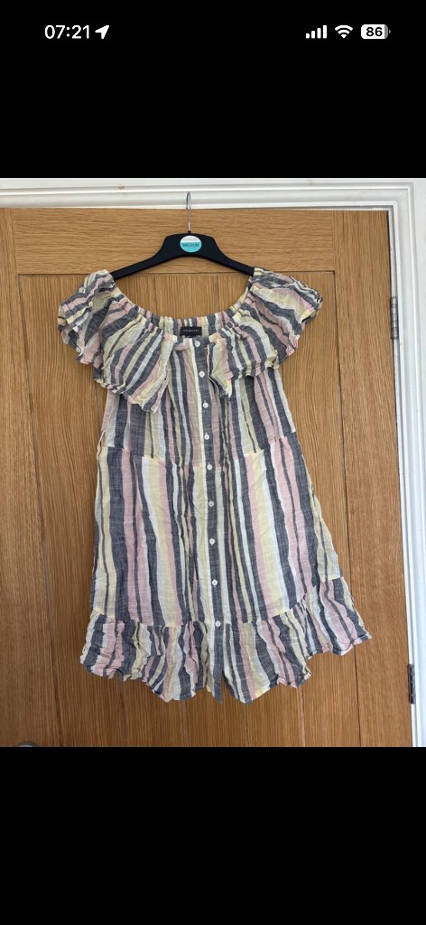 Primark stripped Bardot strapless smock summer top dress