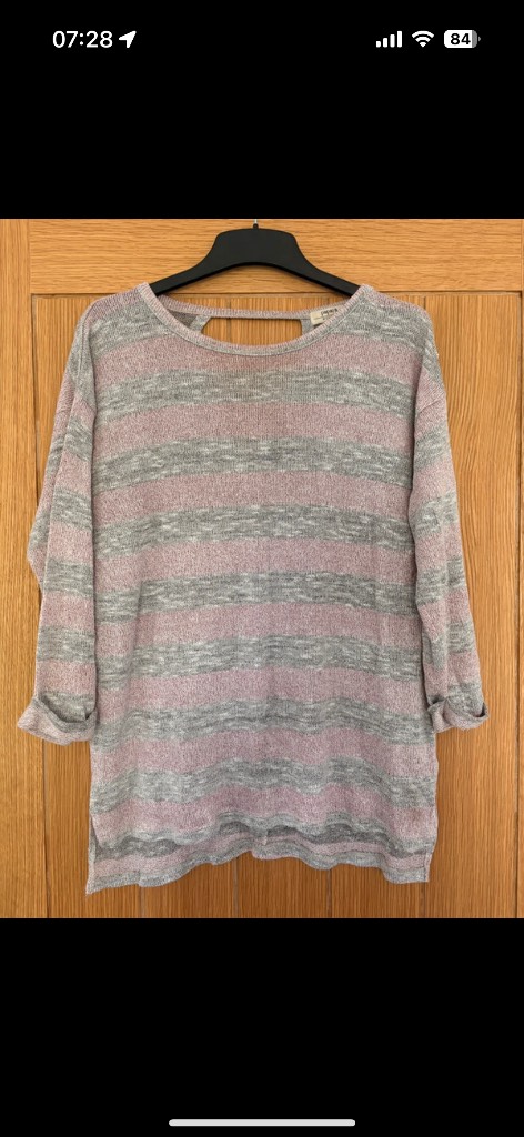 Papaya weekend Silver and pink sparkle stripped top jumper size medium