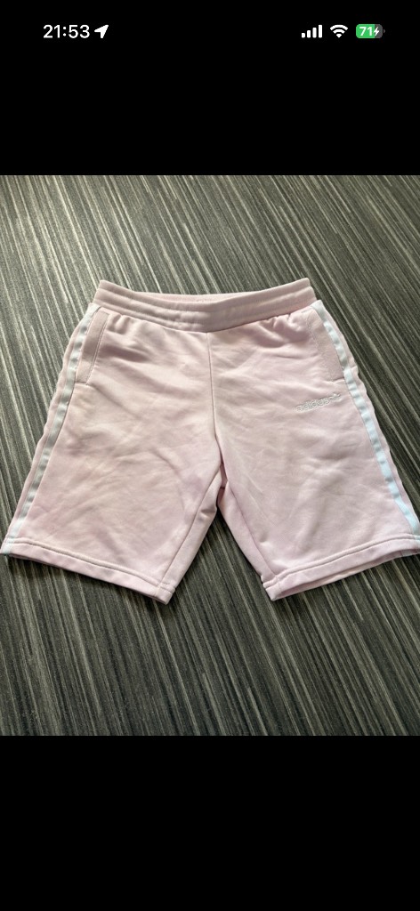 Boys pink adidas sports football shorts age 9