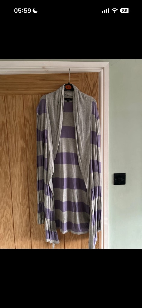 Purple and grey long cardigan size medium