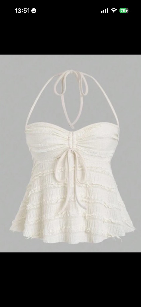 Cream halterneck drawstring vest tank top size large