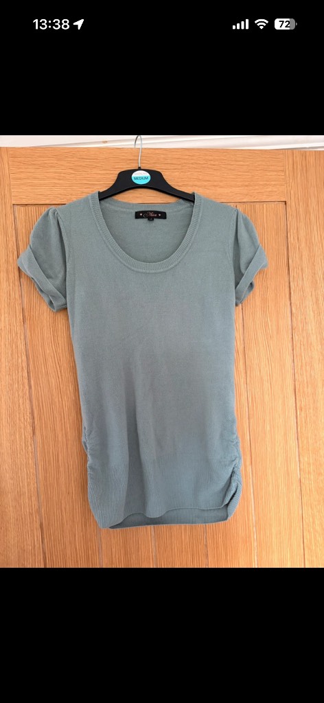 Miso blue runched jumper top size 12