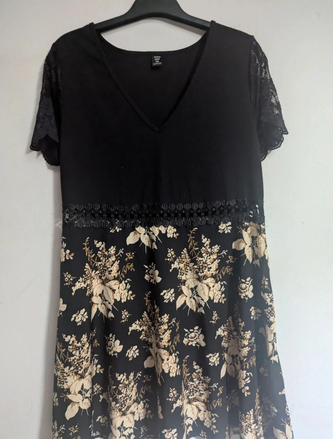 SHEIN Frenchy Women's Floral Print Lace Patchwork Dress