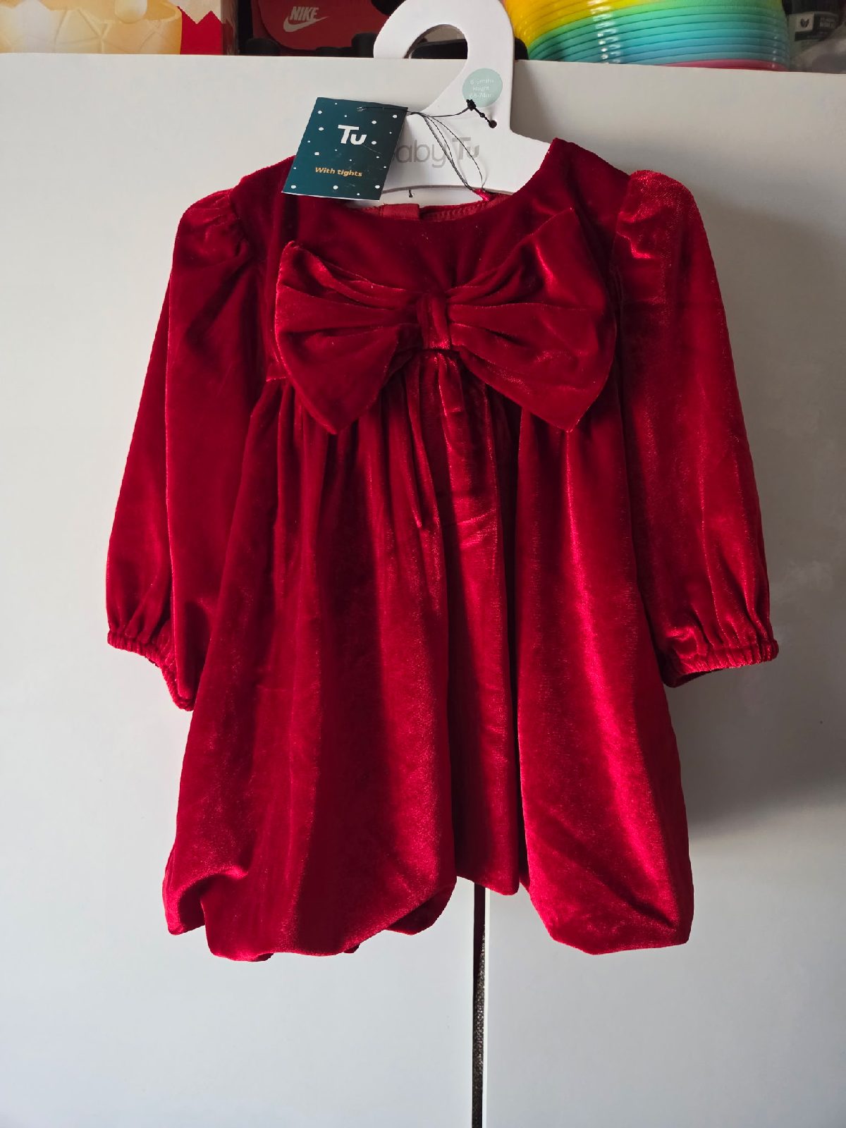 Baby Girls Red Velvet Bow 2 Piece Set