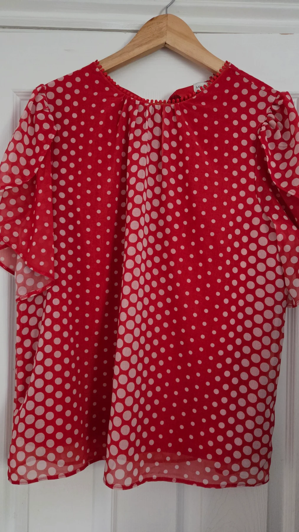 Love & Roses red spotty blouse size 14