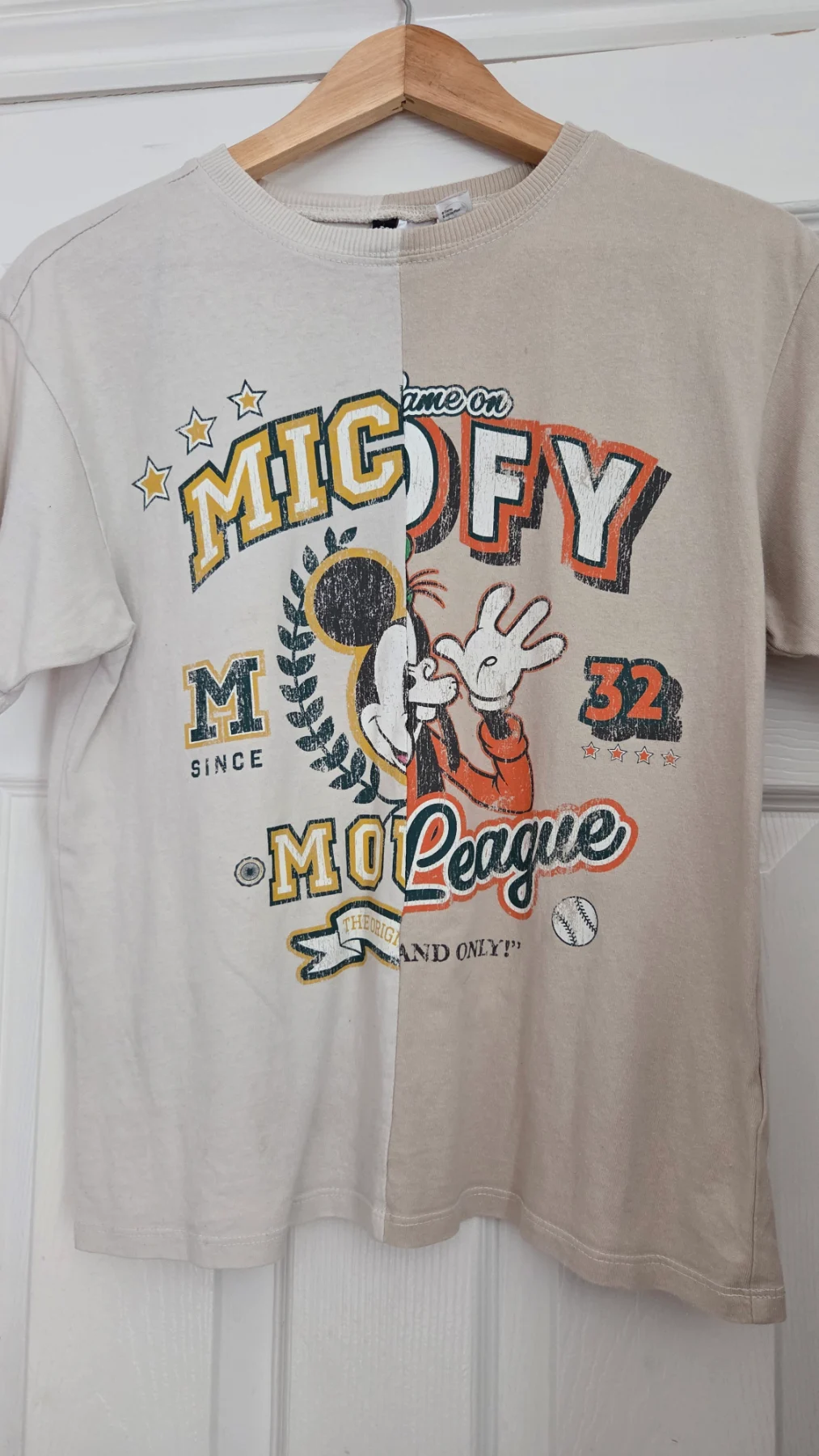 Divided mash up mickey- goofy T shirt