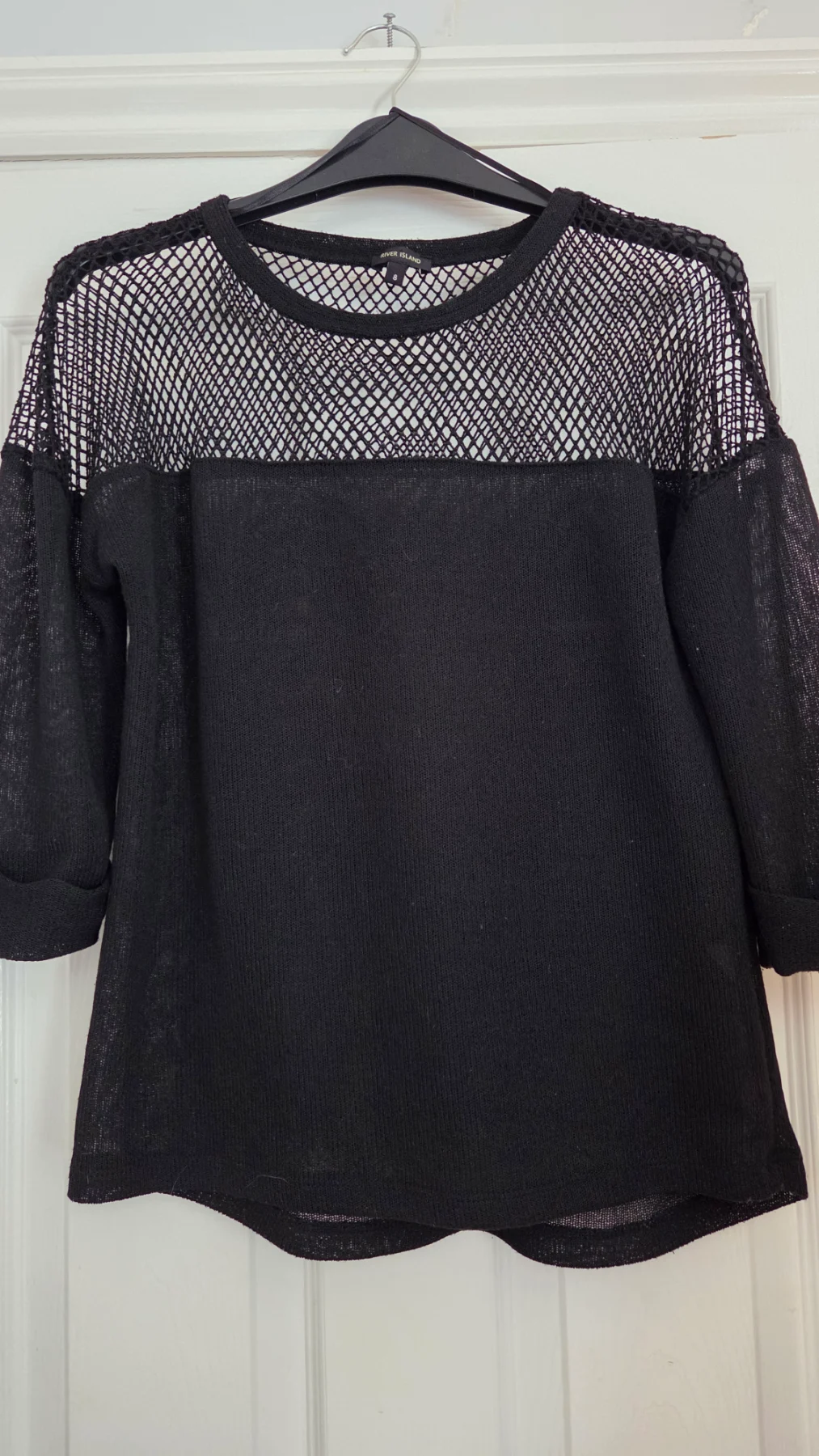 River Island black sheer top size 8