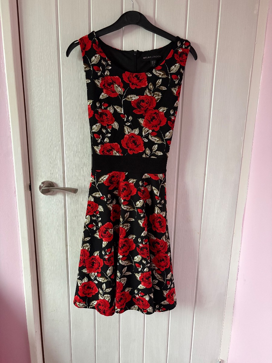 Mela London Black & Red Rose Dress