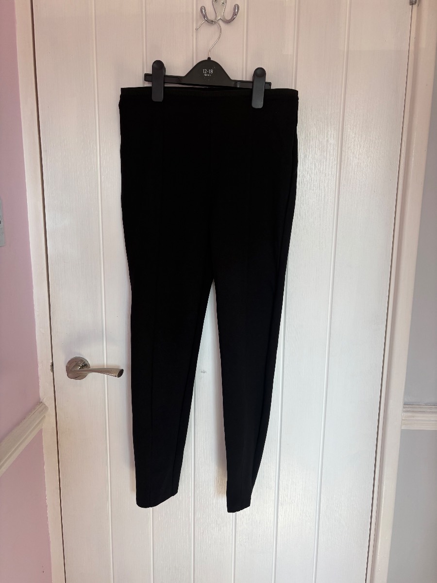 River Island Black Tapered Jogger Trousers 12r Excellent Condition