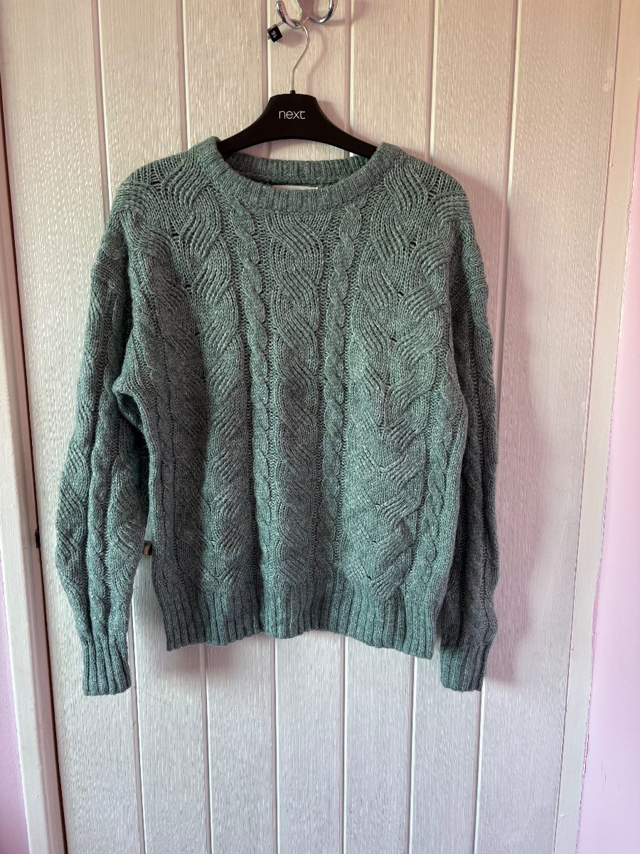 Turquoise Primark Cares cable knit jumper