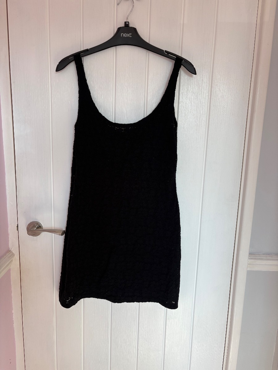 River Island Plain Black Lace Dress Size 12 Excellent Condition