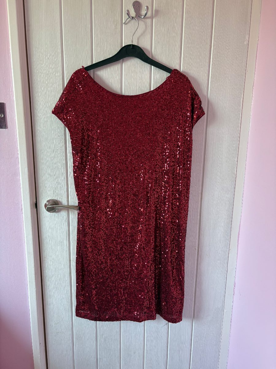 Next Red Sequin Dress size 8 very good condition