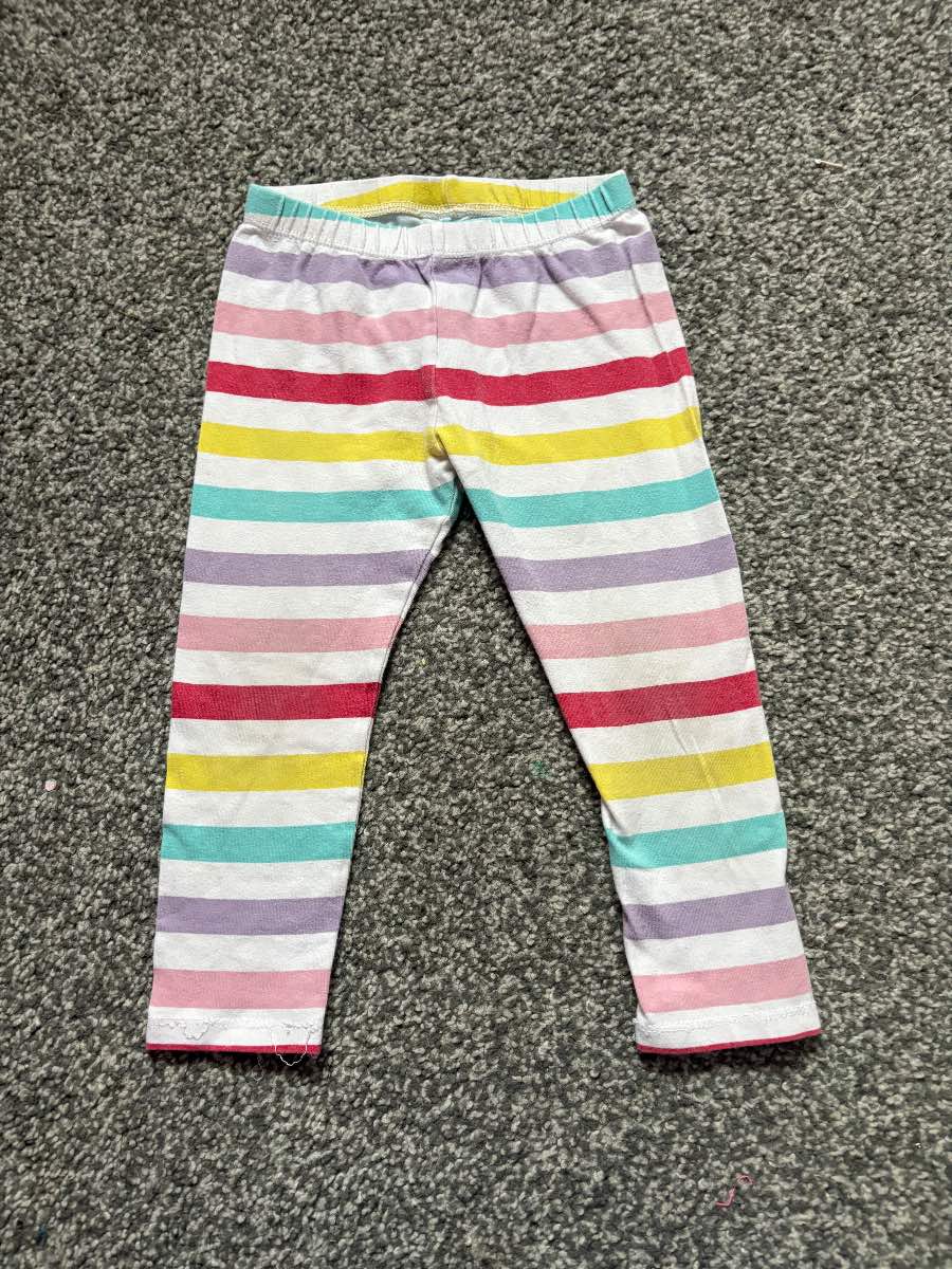 Nutmeg Rainbow Stripe Leggings 1–2 Years – Cotton Stretch – Good Condition