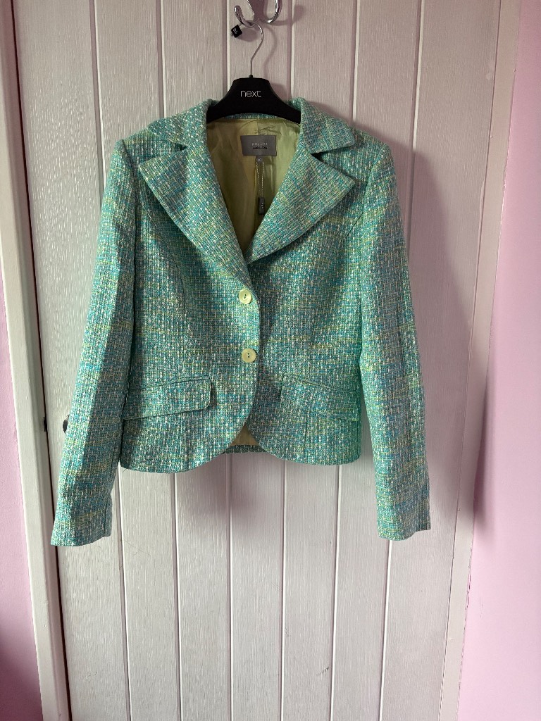 Per una blue and green tailored tweed jacket