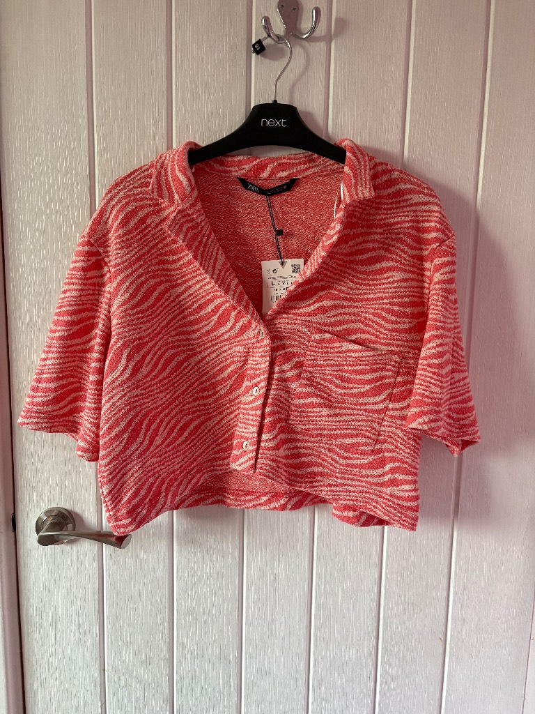 Zara Coral Zebra Print Knit bolero