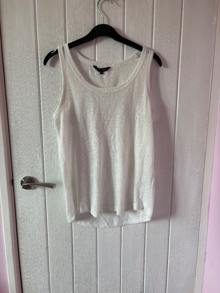 Peacocks White Vest Top