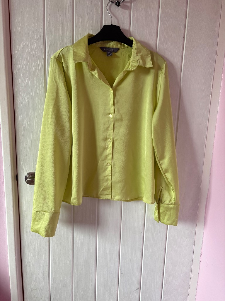 Primark green satin shirt