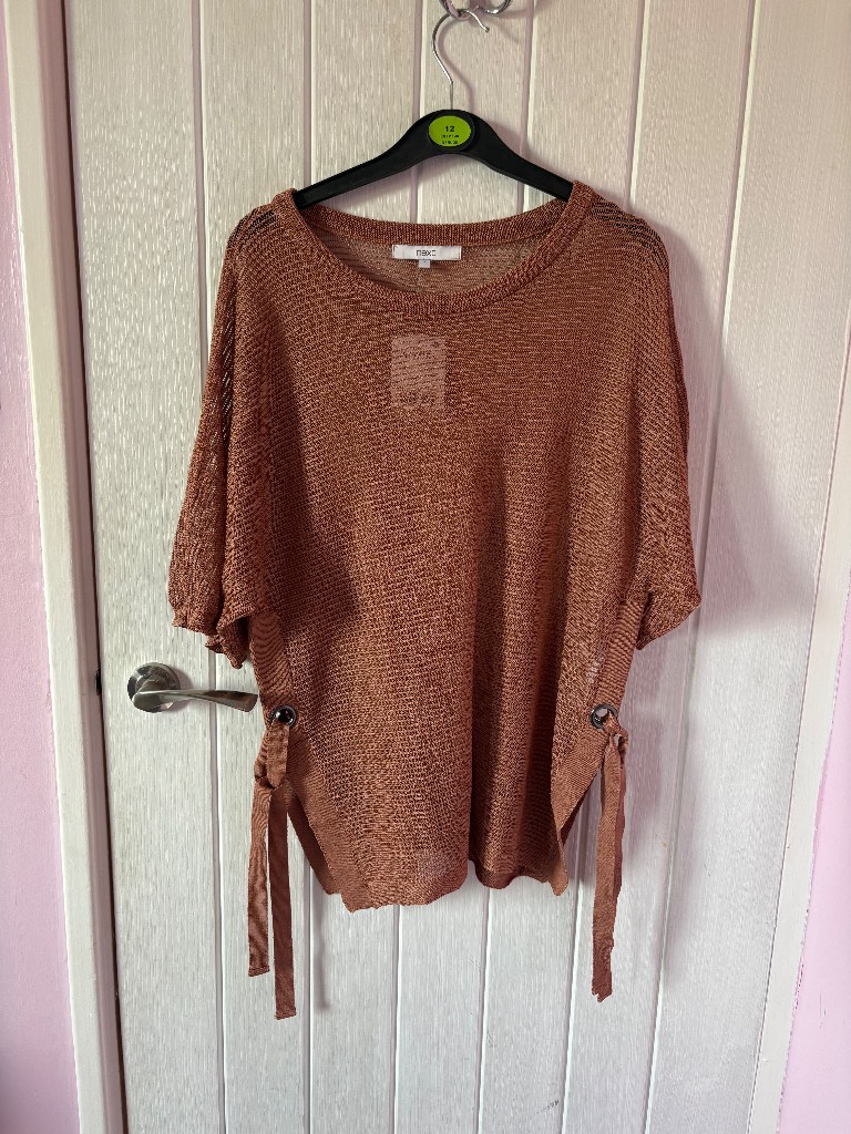 Next rust Knit Side Tie Top