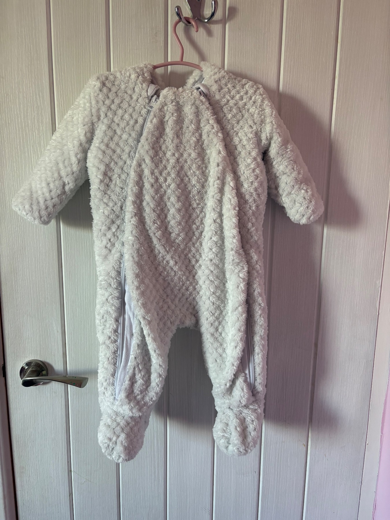 White Unisex Mini Club Baby Pramsuit Size 6-9 Months