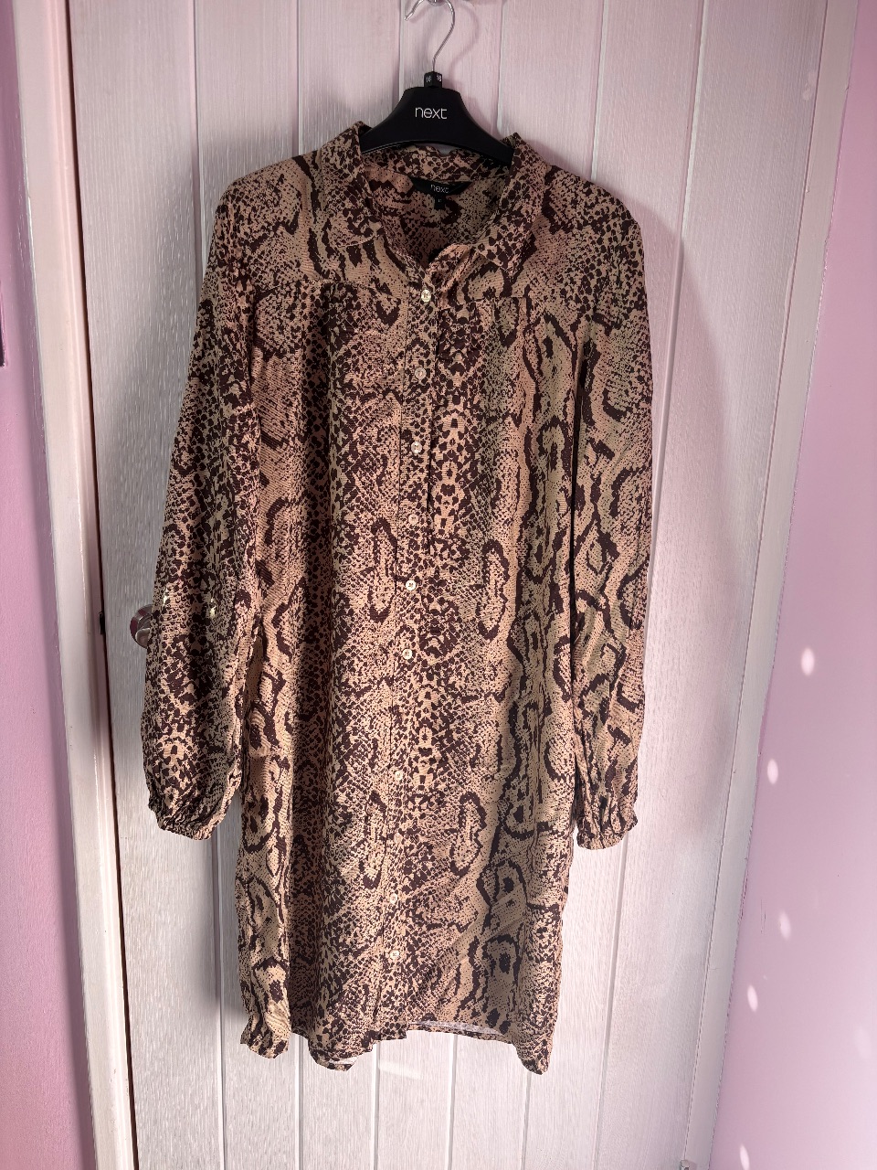 Next Snake brown  Print Shirt Dress