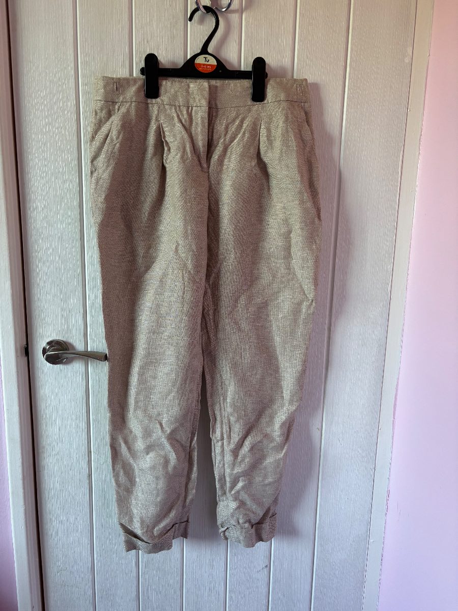 F&F Beige Linen Trousers Size 10 Nwot Summer
