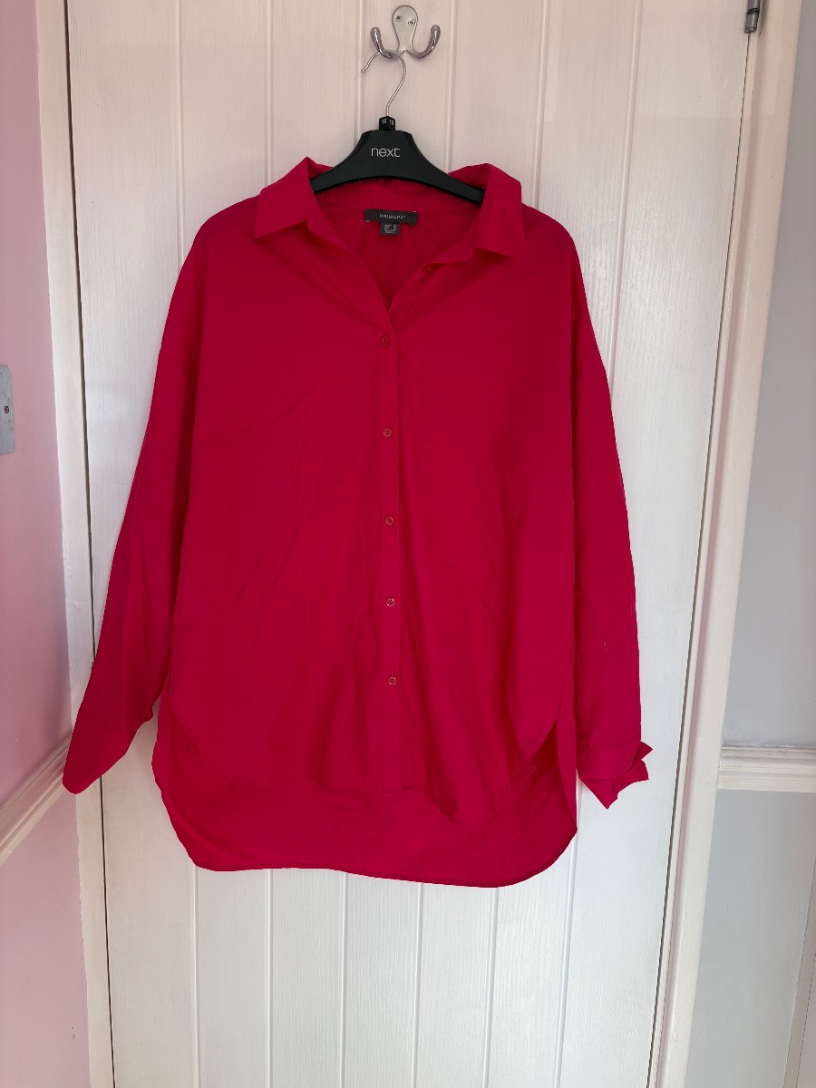 Primark Pink Long Sleeve Shirt Size 12 Nwot