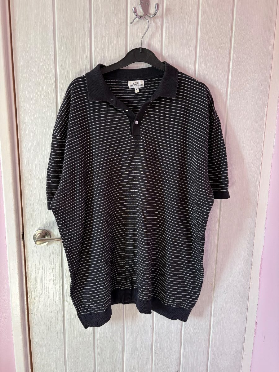 Next Navy and White Striped Polo Shirt Xl Good Condition