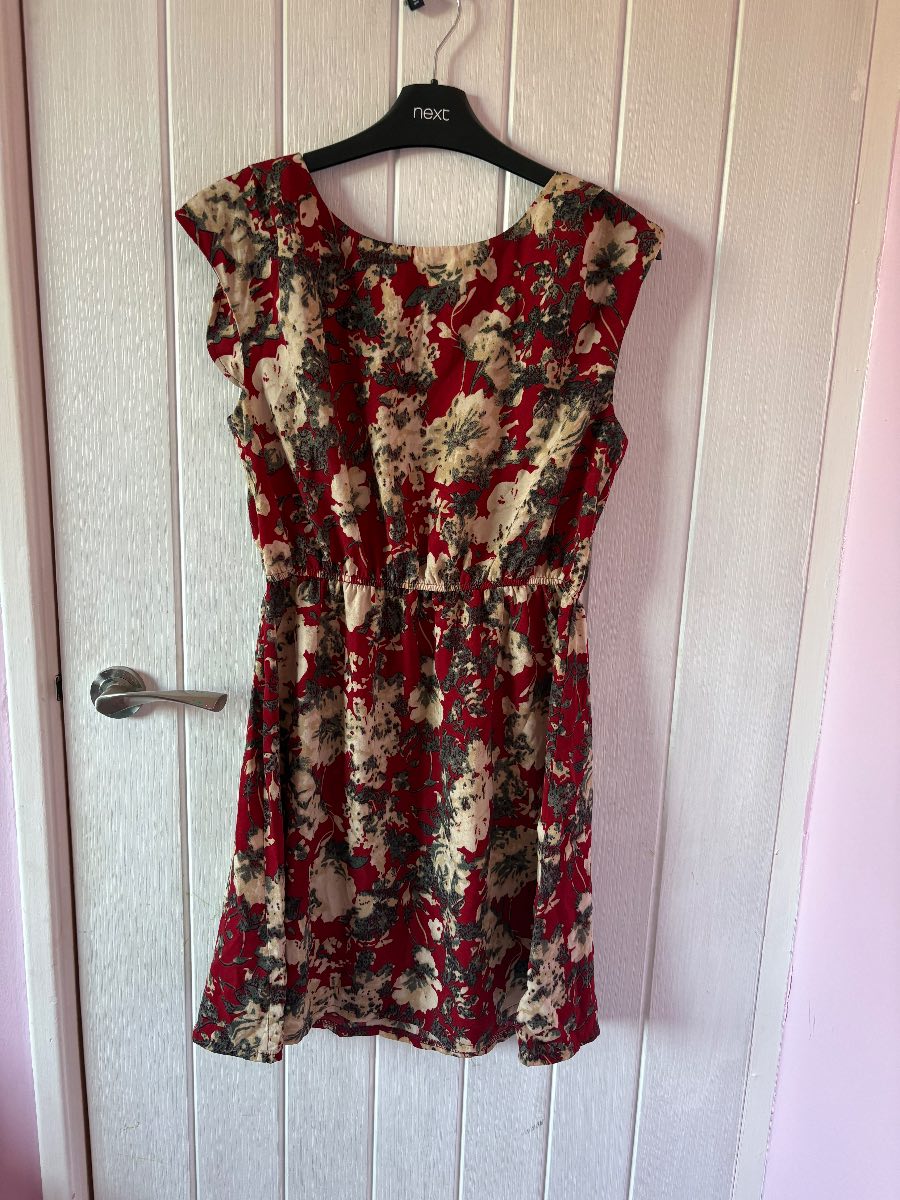 Madam rage red and khaki sleeveless dress