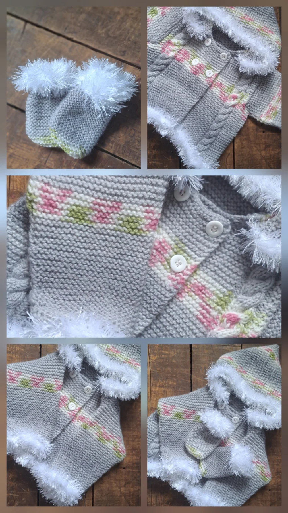 Hand knitted hooded cardigan
