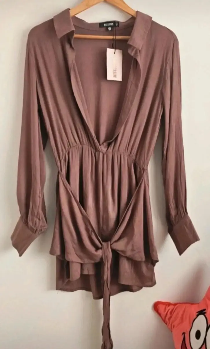 Missguided Brown Mini Shirt Dress - UK 8 (BNWT)