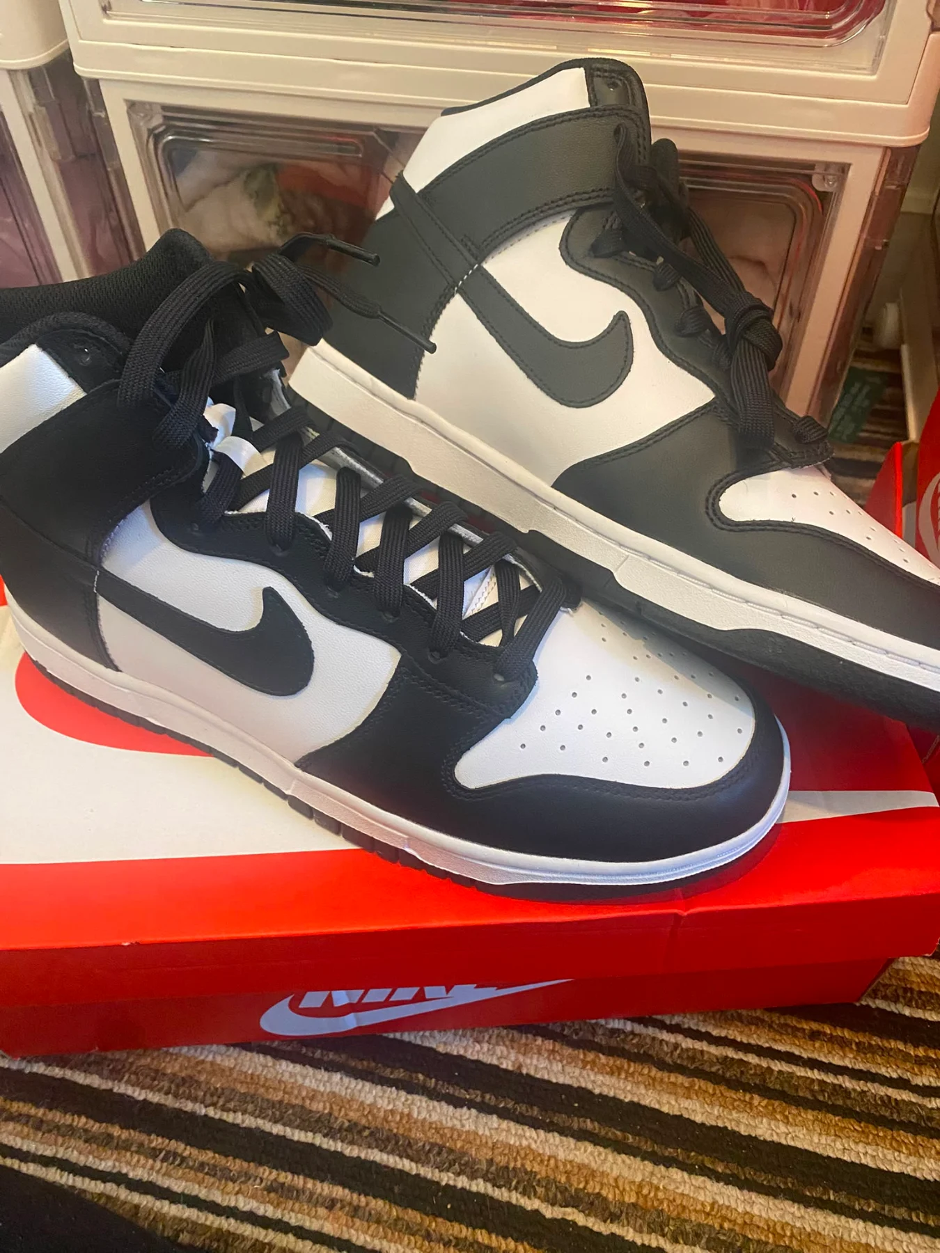 Mens Nike Dunk High "Panda" Retro - DD1399 105 - White Black uk 8