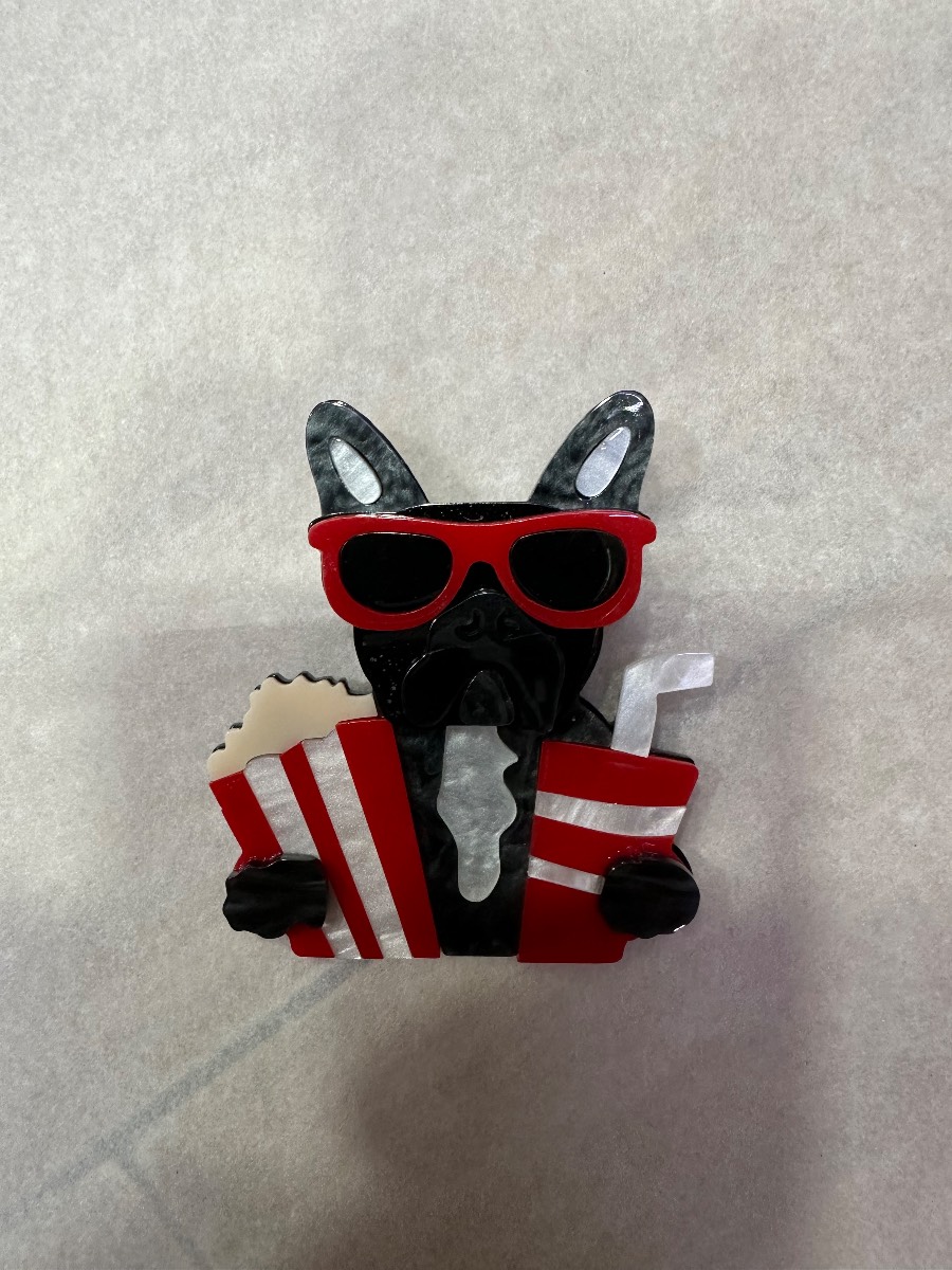 Movie dog acrylic brooch