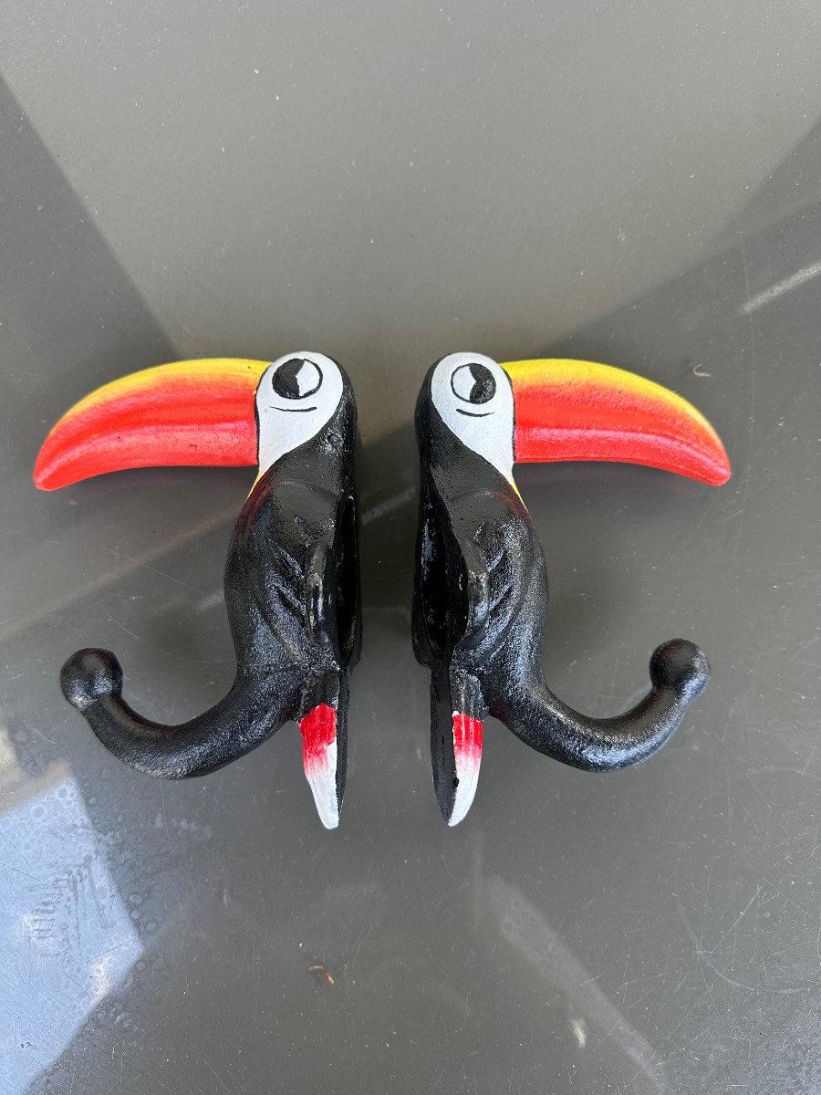 Guinness toucan pair of cast iron hooks