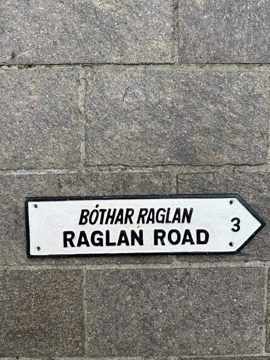 Raglan Road cast iron sign