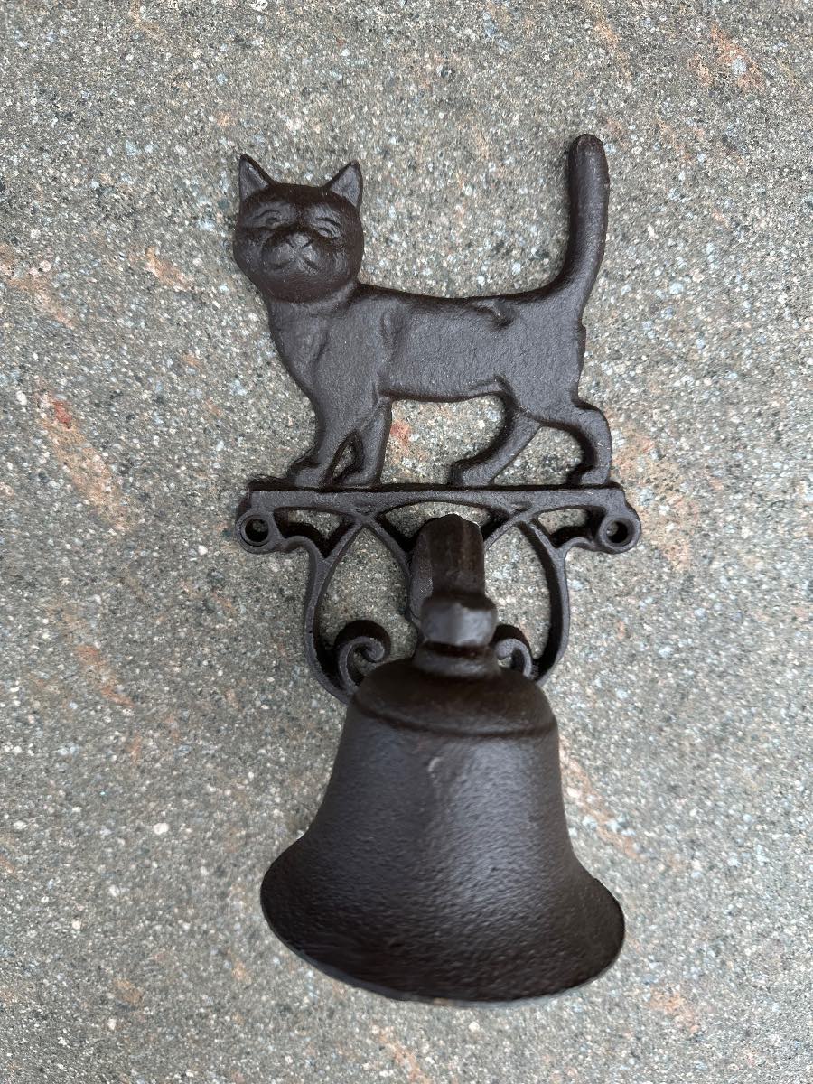 Cat cast iron metal bell wall mounted
