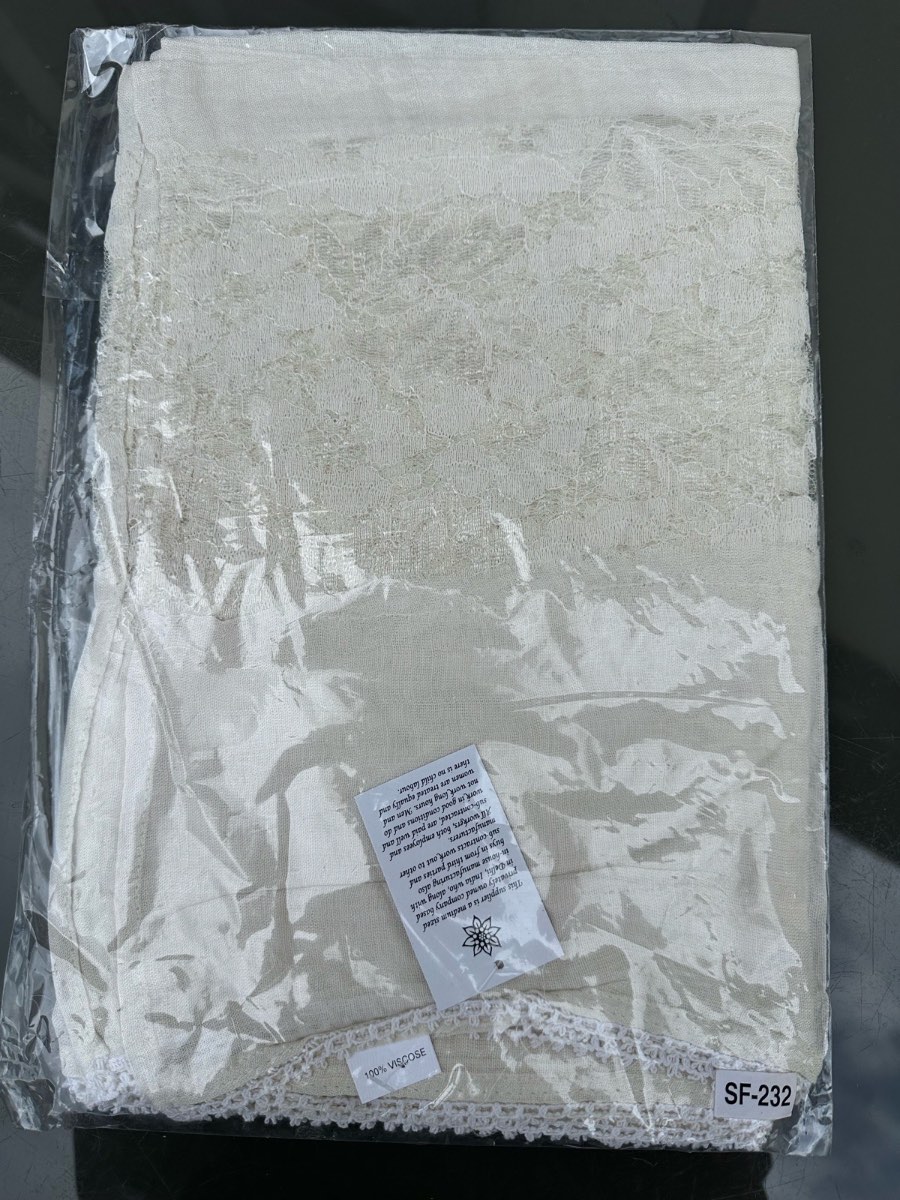 Cream Scarf with lace detail
